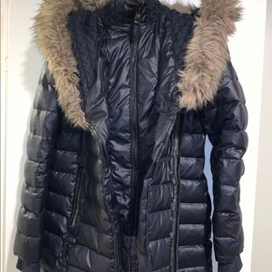 Rud Styled By Rudsak Faux Fur Trim Puffer Coat